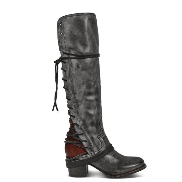 Freebird by Steven Shoes - Freebird by Steven The Coal Boot Knee High Lace Up Leather Healed boot